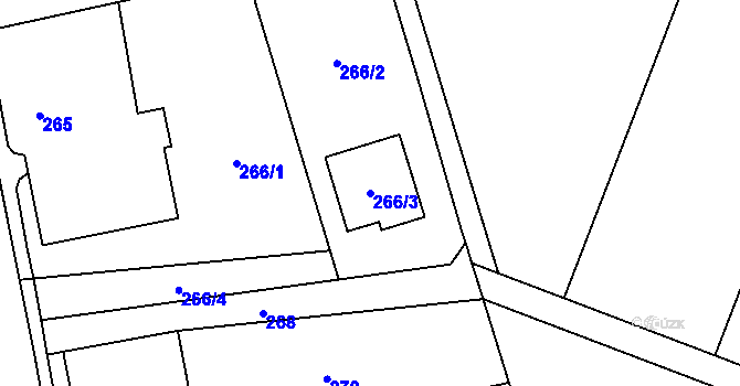 Parcela st. 266/3 v KÚ Nové Dvory u Kutné Hory, Katastrální mapa