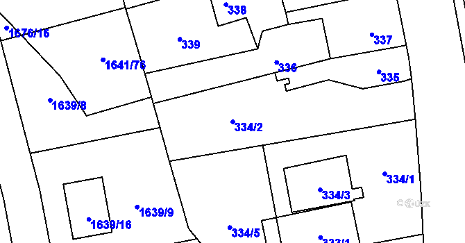 Parcela st. 334/2 v KÚ Nové Dvory u Kutné Hory, Katastrální mapa