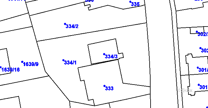 Parcela st. 334/3 v KÚ Nové Dvory u Kutné Hory, Katastrální mapa