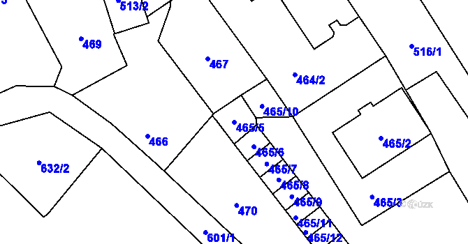 Parcela st. 465/5 v KÚ Nové Dvory u Kutné Hory, Katastrální mapa