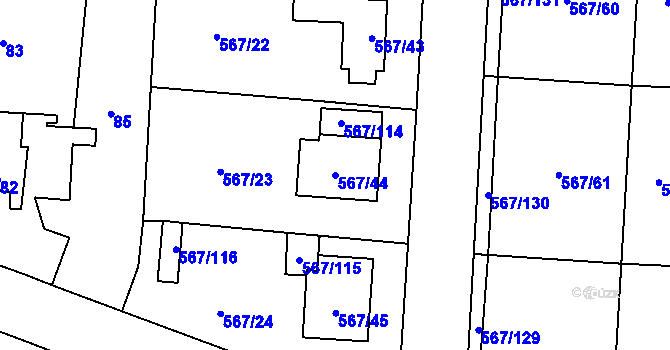 Parcela st. 567/44 v KÚ Nové Dvory u Kutné Hory, Katastrální mapa
