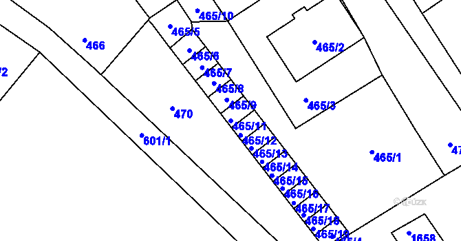 Parcela st. 465/11 v KÚ Nové Dvory u Kutné Hory, Katastrální mapa