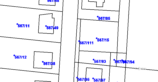 Parcela st. 567/111 v KÚ Nové Dvory u Kutné Hory, Katastrální mapa