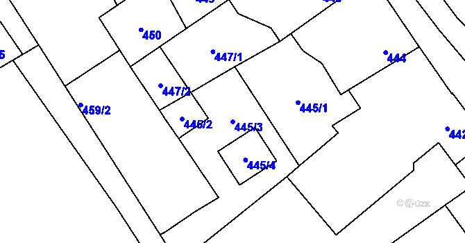 Parcela st. 445/3 v KÚ Nové Dvory u Kutné Hory, Katastrální mapa