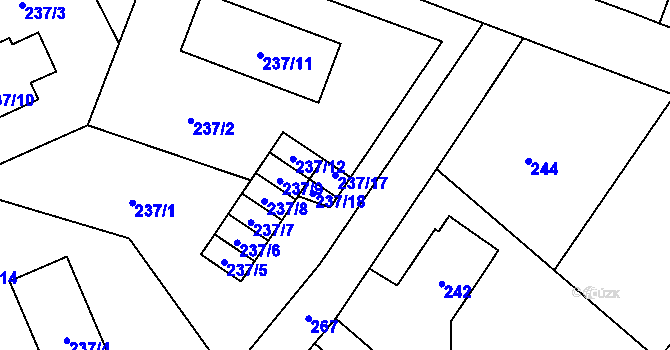 Parcela st. 237/17 v KÚ Nové Dvory u Kutné Hory, Katastrální mapa