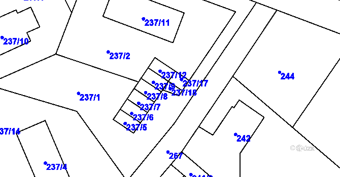 Parcela st. 237/18 v KÚ Nové Dvory u Kutné Hory, Katastrální mapa