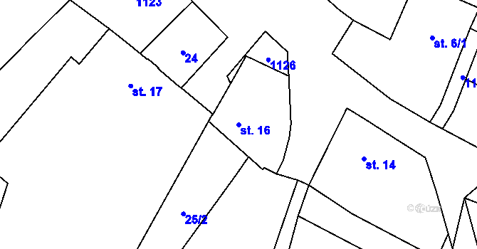 Parcela st. 16 v KÚ Krámy, Katastrální mapa
