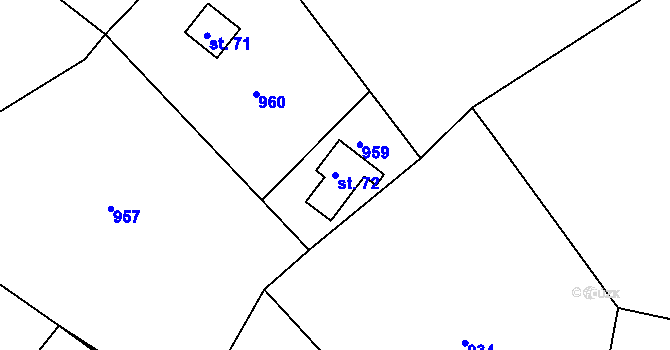 Parcela st. 72 v KÚ Krámy, Katastrální mapa