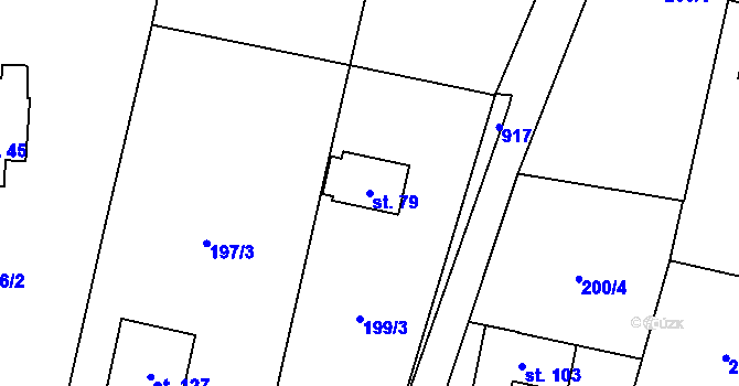Parcela st. 79 v KÚ Krámy, Katastrální mapa