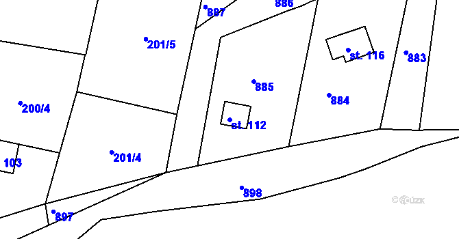 Parcela st. 112 v KÚ Krámy, Katastrální mapa
