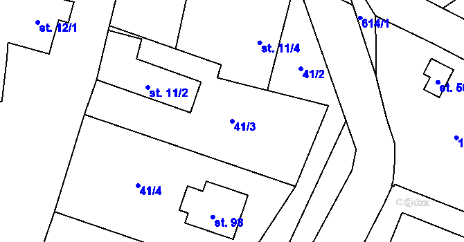 Parcela st. 41/3 v KÚ Krámy, Katastrální mapa