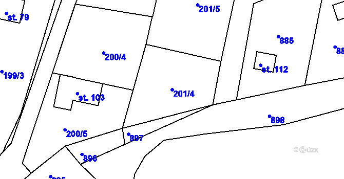Parcela st. 201/4 v KÚ Krámy, Katastrální mapa