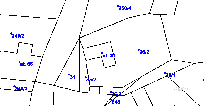 Parcela st. 31 v KÚ Nové Dvory u Dobříše, Katastrální mapa