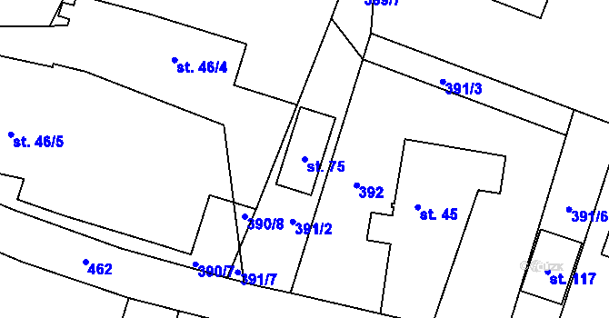 Parcela st. 75 v KÚ Nové Dvory u Dobříše, Katastrální mapa