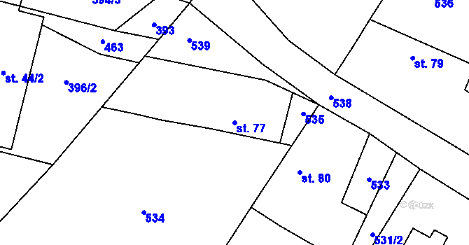 Parcela st. 77 v KÚ Nové Dvory u Dobříše, Katastrální mapa