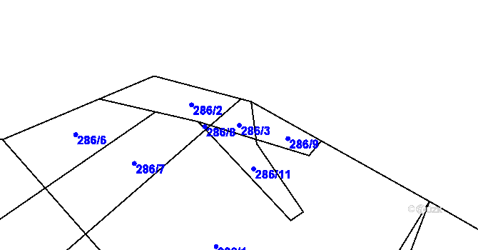 Parcela st. 286/3 v KÚ Nové Dvory u Dobříše, Katastrální mapa
