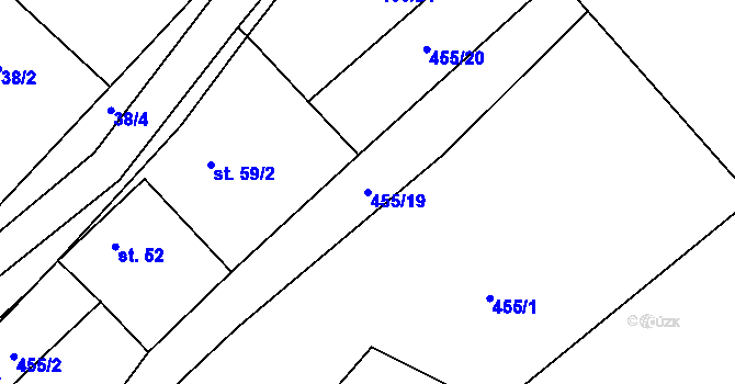 Parcela st. 455/19 v KÚ Nové Dvory u Dobříše, Katastrální mapa