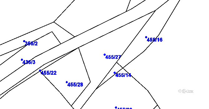 Parcela st. 455/27 v KÚ Nové Dvory u Dobříše, Katastrální mapa