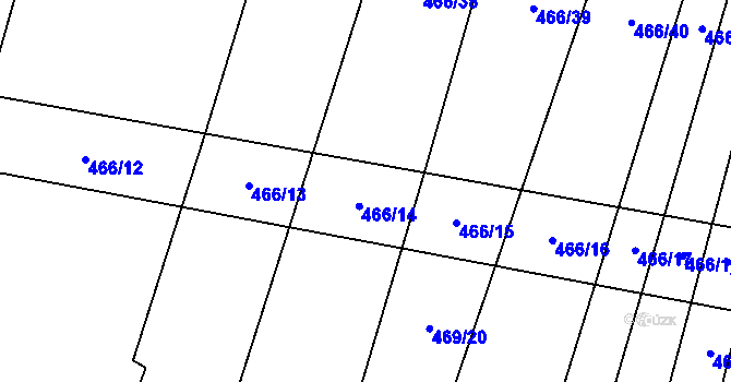 Parcela st. 466/14 v KÚ Nové Dvory, Katastrální mapa
