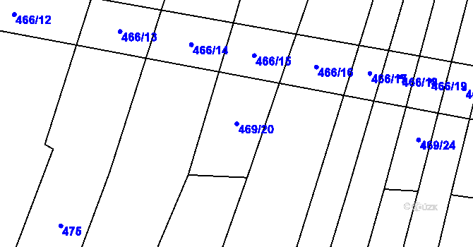 Parcela st. 469/20 v KÚ Nové Dvory, Katastrální mapa