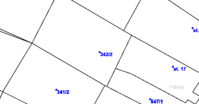 Parcela st. 342/2 v KÚ Nové Dvory, Katastrální mapa