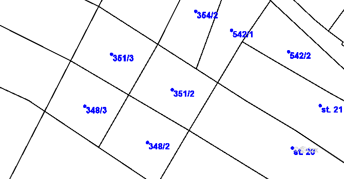 Parcela st. 351/2 v KÚ Nové Dvory, Katastrální mapa