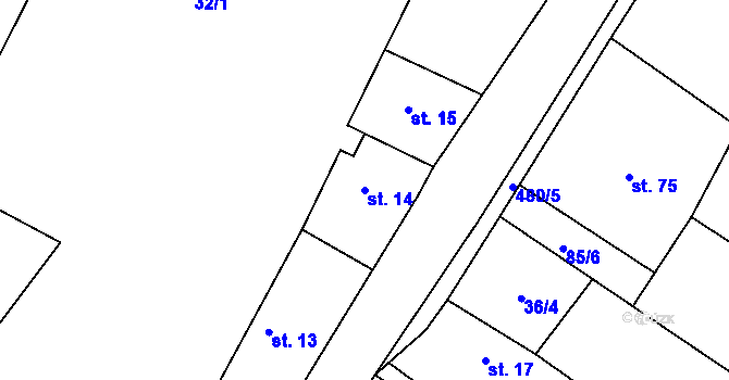 Parcela st. 14 v KÚ Chvalín, Katastrální mapa