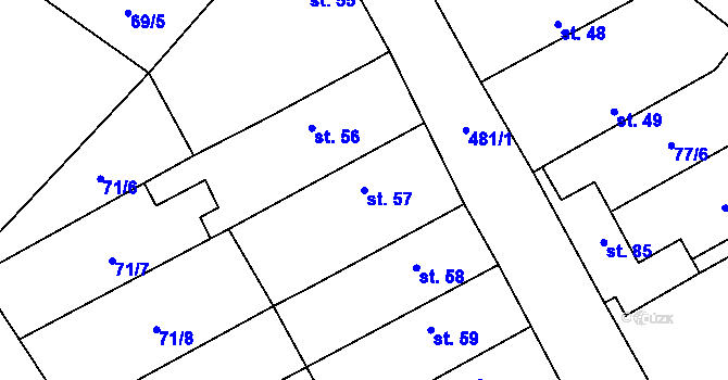 Parcela st. 57 v KÚ Chvalín, Katastrální mapa