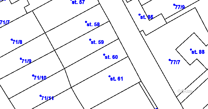 Parcela st. 60 v KÚ Chvalín, Katastrální mapa