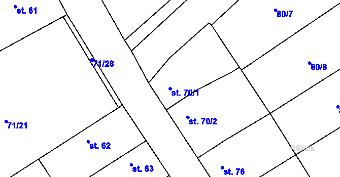 Parcela st. 70/1 v KÚ Chvalín, Katastrální mapa