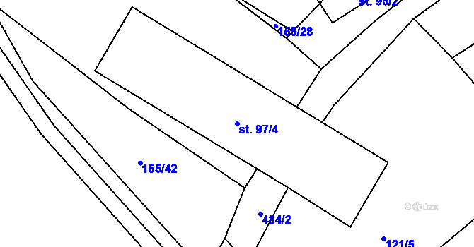Parcela st. 97/4 v KÚ Chvalín, Katastrální mapa