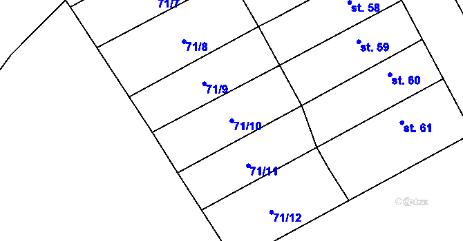 Parcela st. 71/10 v KÚ Chvalín, Katastrální mapa