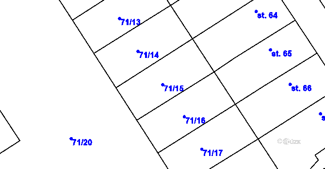 Parcela st. 71/15 v KÚ Chvalín, Katastrální mapa