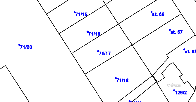 Parcela st. 71/17 v KÚ Chvalín, Katastrální mapa