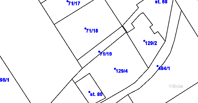 Parcela st. 71/19 v KÚ Chvalín, Katastrální mapa