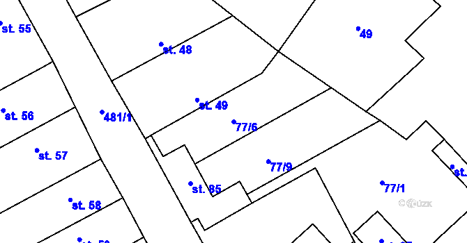 Parcela st. 77/6 v KÚ Chvalín, Katastrální mapa