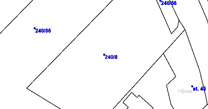 Parcela st. 240/8 v KÚ Chvalín, Katastrální mapa