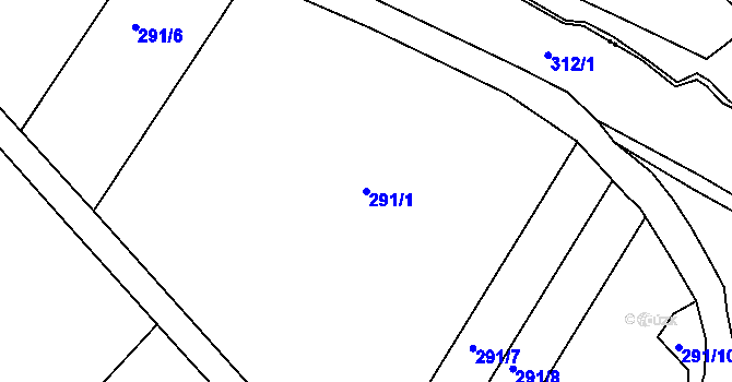 Parcela st. 291/1 v KÚ Chvalín, Katastrální mapa