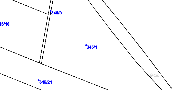 Parcela st. 345/1 v KÚ Chvalín, Katastrální mapa