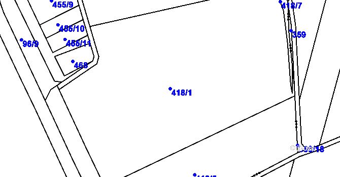 Parcela st. 418/1 v KÚ Chvalín, Katastrální mapa