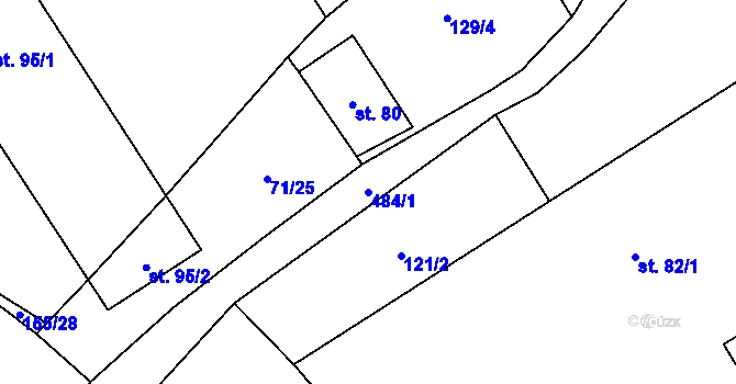 Parcela st. 484/1 v KÚ Chvalín, Katastrální mapa