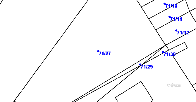 Parcela st. 71/27 v KÚ Chvalín, Katastrální mapa