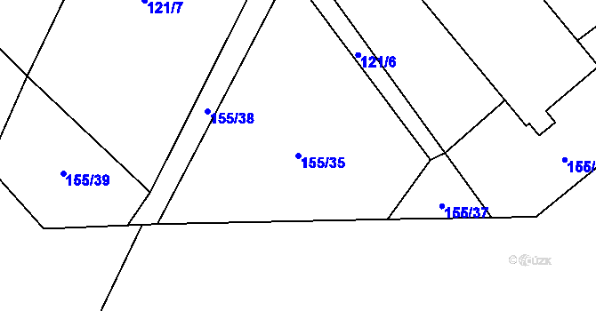Parcela st. 155/35 v KÚ Chvalín, Katastrální mapa