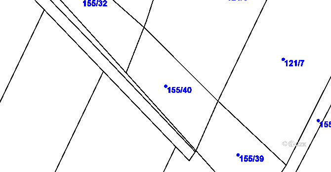 Parcela st. 155/40 v KÚ Chvalín, Katastrální mapa