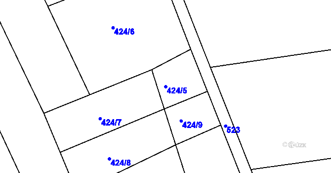 Parcela st. 424/5 v KÚ Chvalín, Katastrální mapa