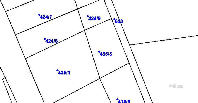 Parcela st. 435/3 v KÚ Chvalín, Katastrální mapa