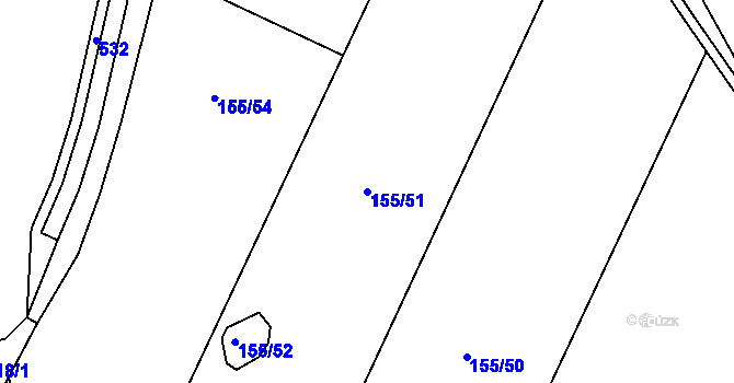 Parcela st. 155/51 v KÚ Chvalín, Katastrální mapa