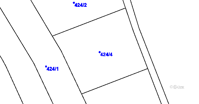 Parcela st. 424/4 v KÚ Chvalín, Katastrální mapa