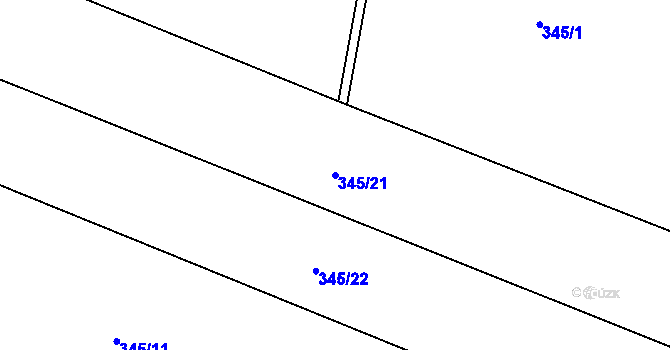 Parcela st. 345/21 v KÚ Chvalín, Katastrální mapa