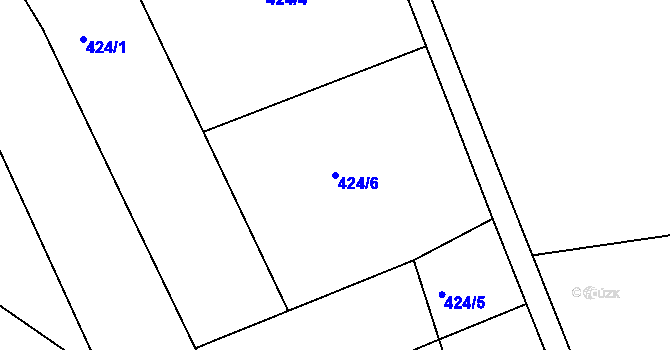 Parcela st. 424/6 v KÚ Chvalín, Katastrální mapa